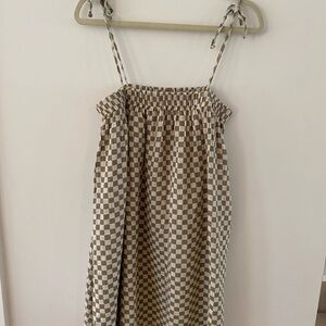 Rylee & Cru Sahara Mini Checkered Brown Dress